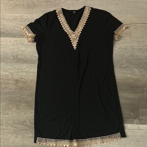 Black Dress with Cream Lace Trim